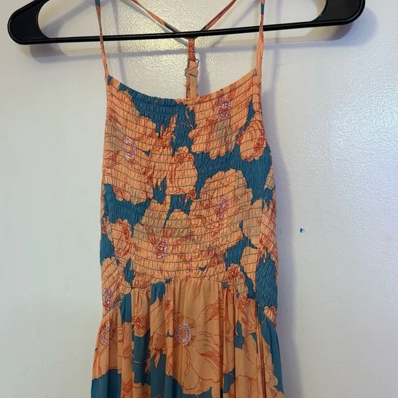 Free People Floral Maxi Dress in Blue and Orange - Picture 2 of 6